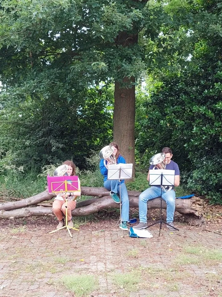 Bridget playing euphonium with friends