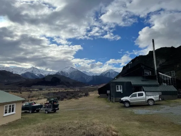 Research station with mountains in the background