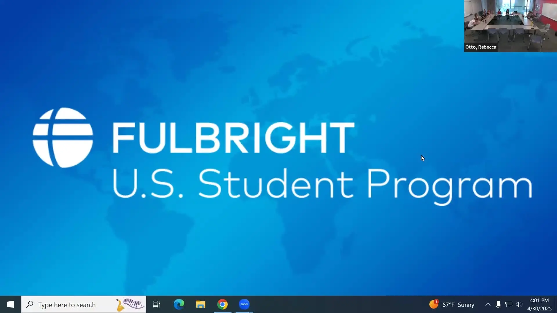 Screen capture of Fulbright Information Session 