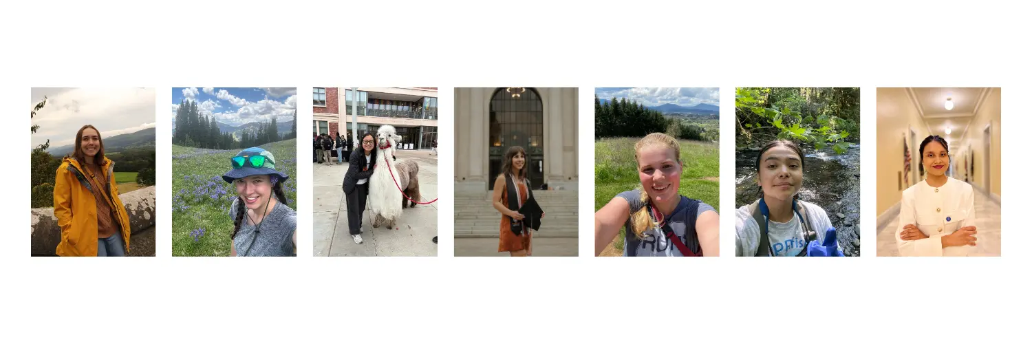Fulbright semifinalists: Ava Cordle, Teaghan Knox, Camryn Lau, Kera Nelson, Anna Peeters-Weem, Eliza Porter, Metzin Rodriguez